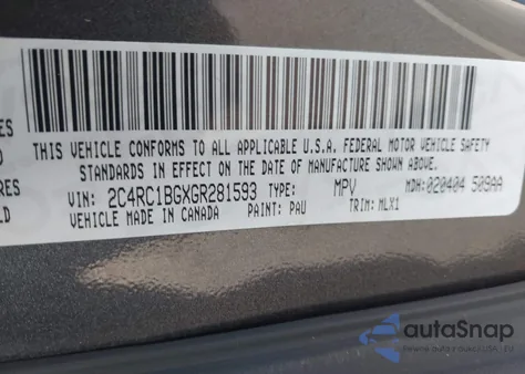 2016 Chrysler Town & Country Touring z USA, uszkodzony, nr VIN 2C4RC1BGXGR281593